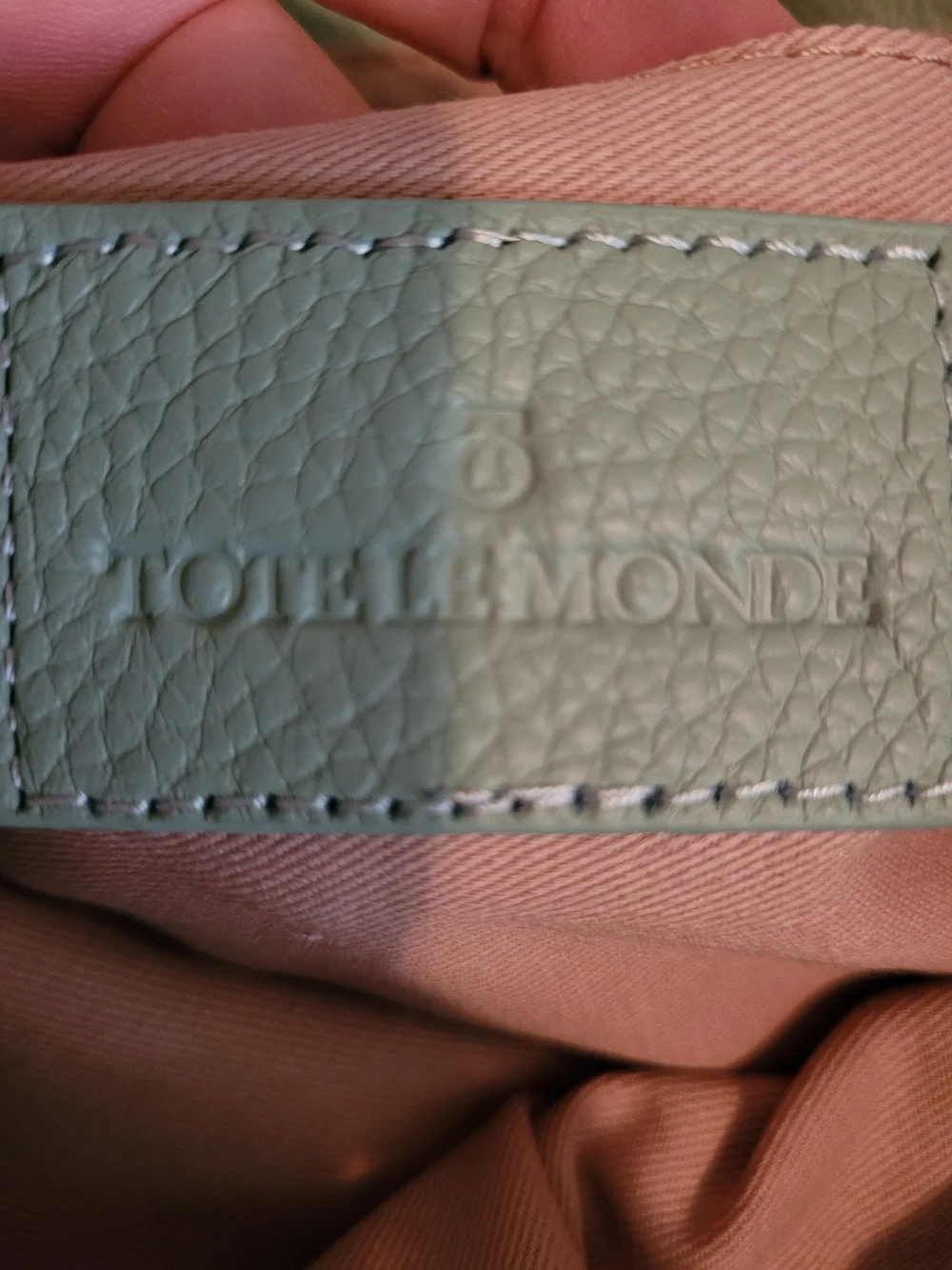 Tote Le Monde Large Soft Pebbled Leather Sage Green Shoulder Tote